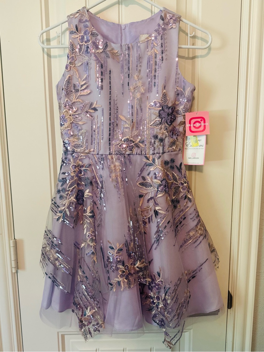 Rare Editions Lavender Floral Sequin Party Dress